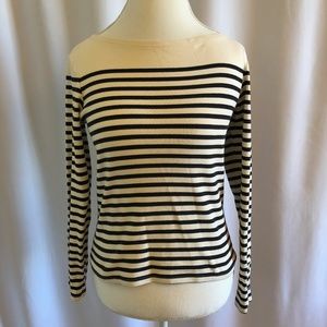 Banana Republic Striped Black & Cream Long Sleeve